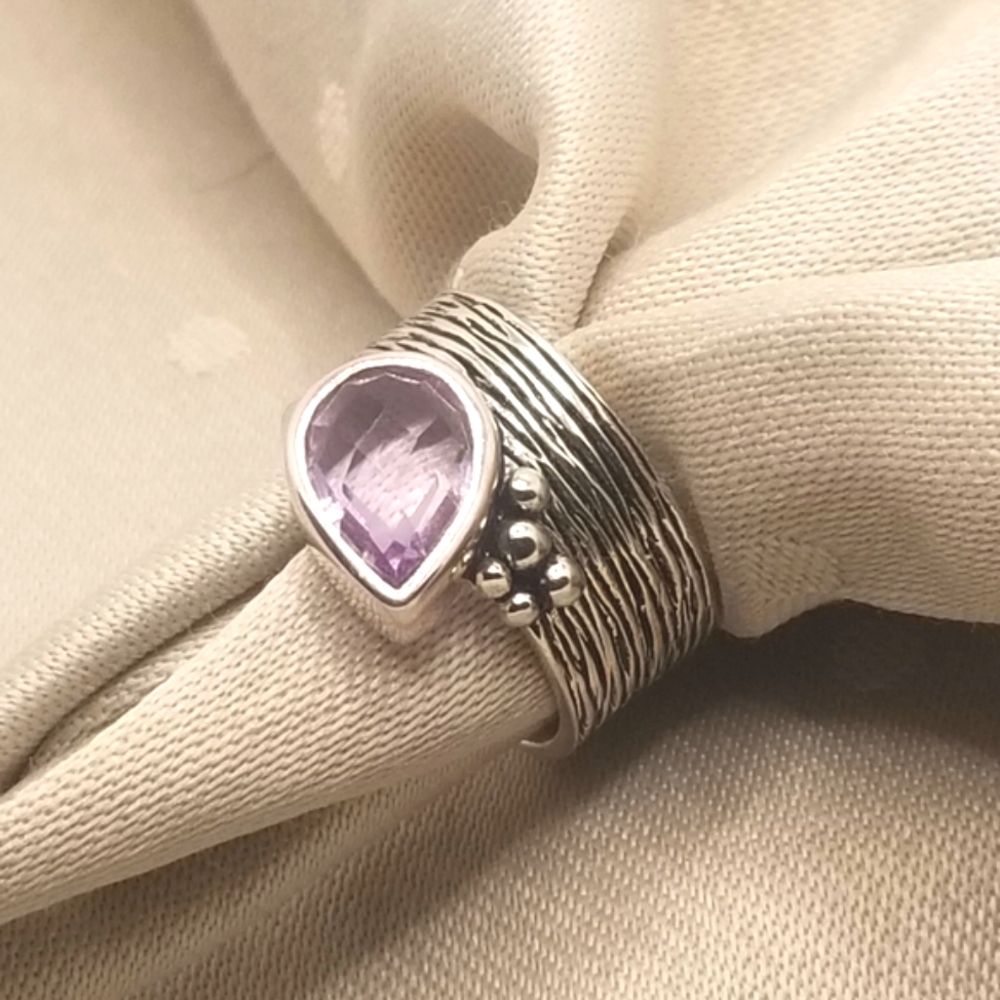 925 Sterling Silver Amethyst ring, stunning ring in pure silver size US 7,8,9 - Picture 4 of 8